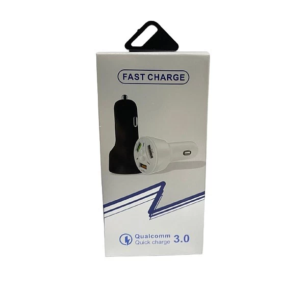 Автомобильное зарядное устройство (АЗУ) для телефона 3 USB 2,4А (QC 3.0) Qualcomm (чёрный) в коробке купить оптом