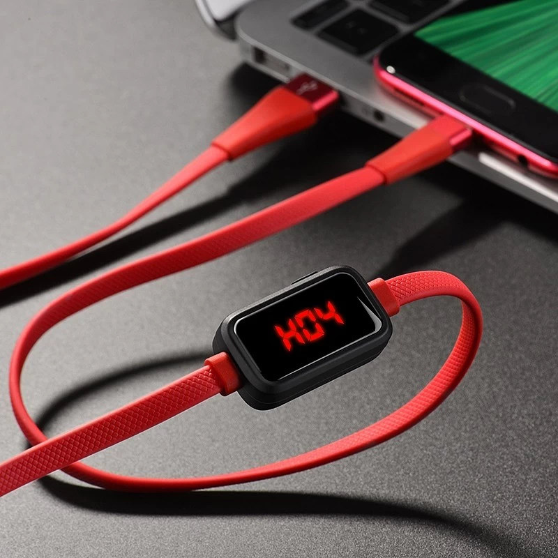 Кабель Lightning - USB (S4) Hoco Charging With Timing Display 2,4А длина 1,2м (красный) * купить оптом рис 2
