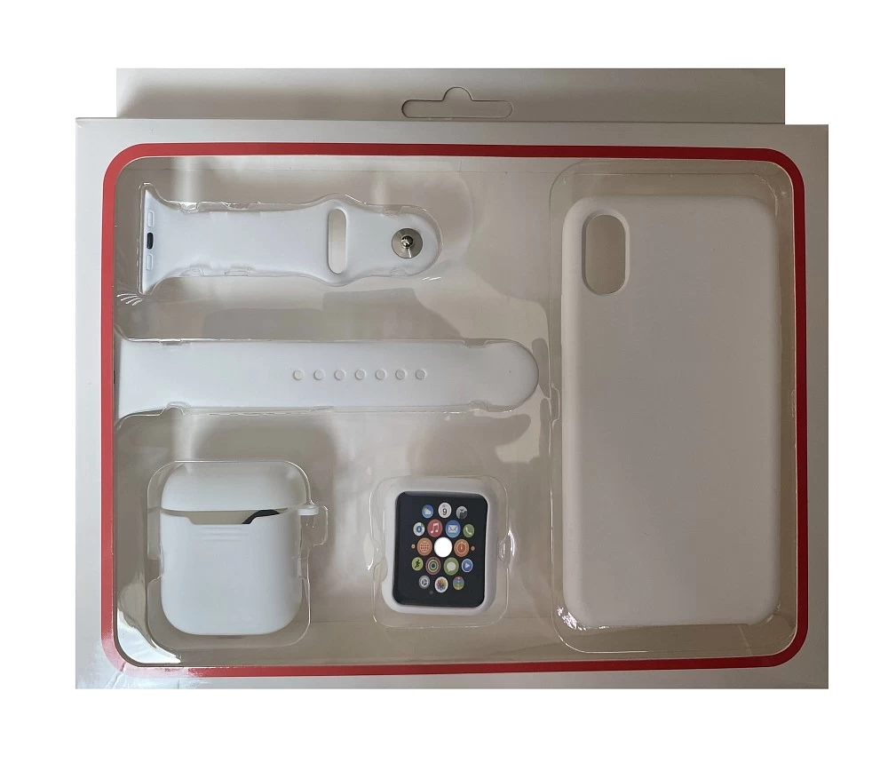 Набор 4в1 (Silicone Case iPhone XS Max  "Бампер" Watch 42 мм)(белый)* купить оптом