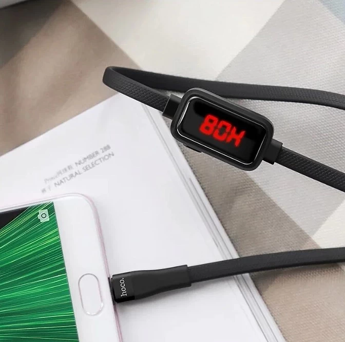 Кабель Micro USB - USB (S4) Hoco Timing Display 2,4А длина 1,2м (чёрный)* купить оптом рис 3