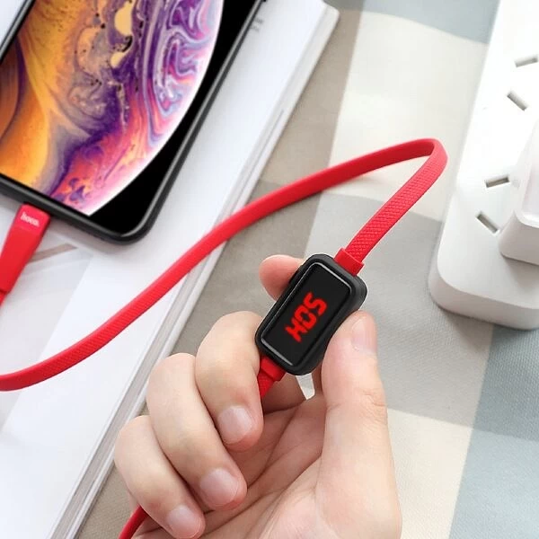 Кабель Lightning - USB (S4) Hoco Charging With Timing Display 2,4А длина 1,2м (красный) * купить оптом рис 3