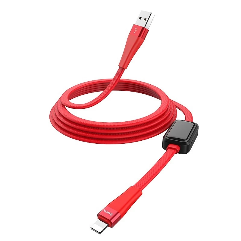 Кабель Lightning - USB (S4) Hoco Charging With Timing Display 2,4А длина 1,2м (красный) * купить оптом рис 4