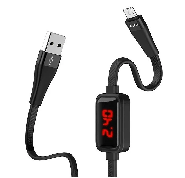 Кабель Micro USB - USB (S4) Hoco Timing Display 2,4А длина 1,2м (чёрный)* купить оптом рис 4
