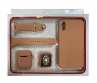 Набор 4в1 (Silicone Case iPhone X / XS +Чехол+ Ремешок+"Бампер" Watch 38 / 40мм) (пудра) - Service-Help.ru