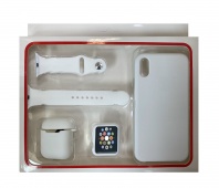 Набор 4в1 (Silicone Case iPhone XR +Чехол+Ремешок +"Бампер" Watch 42 / 44мм) (белый) - Service-Help.ru