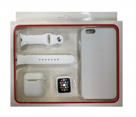 Набор 4в1 (Silicone Case iPhone 6+/ 6S+Чехол 1 / 2+Ремешок+"Бампер" Watch 38 / 40мм) (белый) - Service-Help.ru