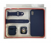 Набор 4в1 (Silicone Case iPhone XS Max+Чехол 1/2+Ремешок+"Бампер" Watch 38/40мм)(кобальт)* - Service-Help.ru