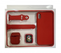 Набор 4в1 (Silicone Case iPhone XS Max +Чехол+Ремешок+"Бампер" Watch 38 / 40мм)(красный) - Service-Help.ru